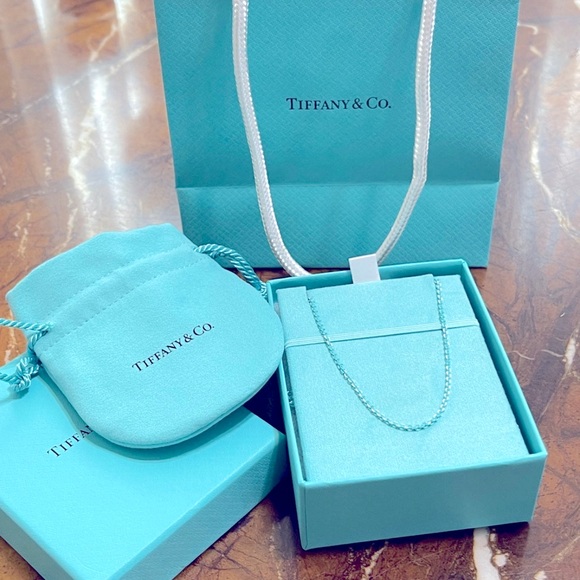 TIFFANY & CO "SPARKLER" BLUE ENAMEL COATED SILVER CHAIN/NECKLACE 100% AUTHENTIC - Picture 3 of 16